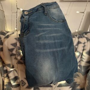 SHEIN Blue Skinny Jeans with Distressed Look